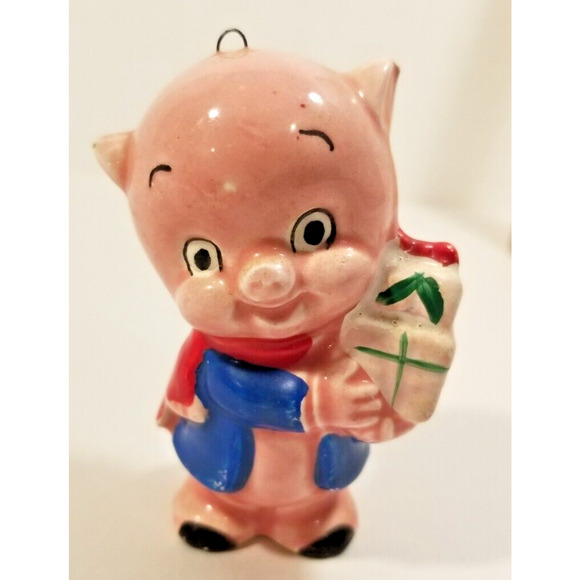 Vintage Animation Porky Pig Looney Tunes 1977 Dave Grossman Ceramic Ornament - Picture 1 of 3